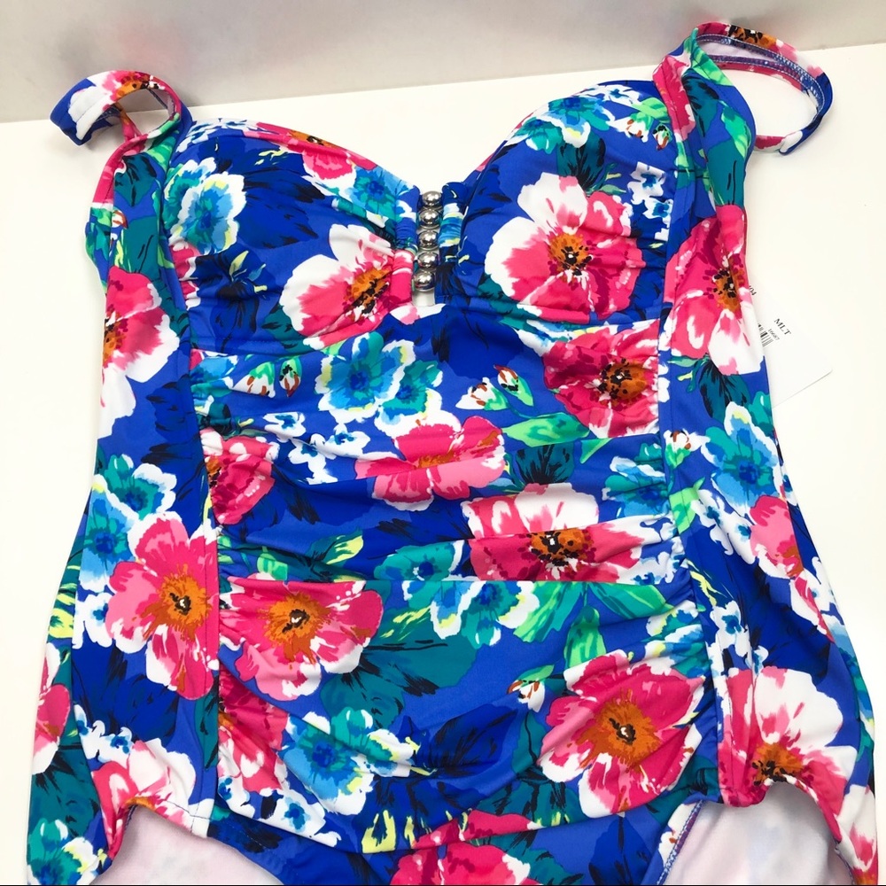 Penbrooke Blue Floral One Piece Swimsuit - Picture 3 of 6